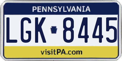 PA license plate LGK8445