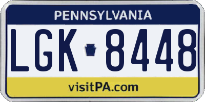 PA license plate LGK8448