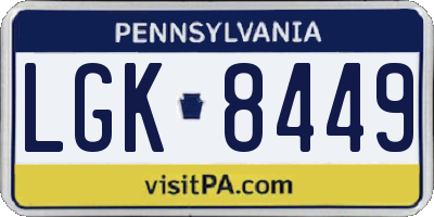 PA license plate LGK8449