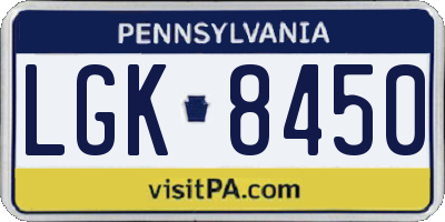 PA license plate LGK8450
