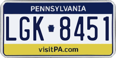 PA license plate LGK8451