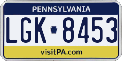 PA license plate LGK8453