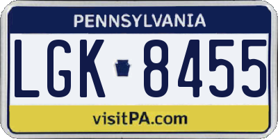 PA license plate LGK8455