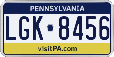 PA license plate LGK8456