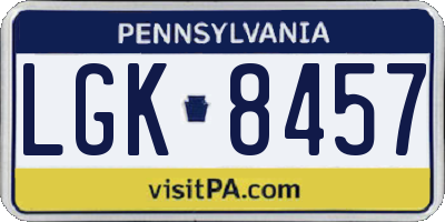 PA license plate LGK8457