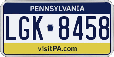 PA license plate LGK8458