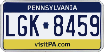 PA license plate LGK8459