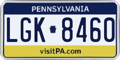 PA license plate LGK8460