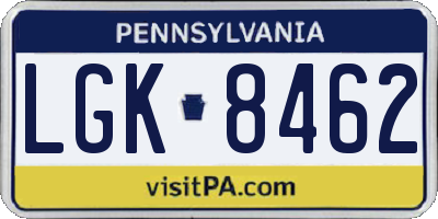 PA license plate LGK8462