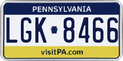 PA license plate LGK8466