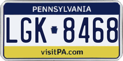 PA license plate LGK8468