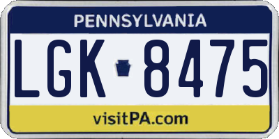 PA license plate LGK8475