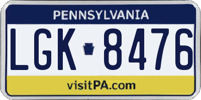 PA license plate LGK8476