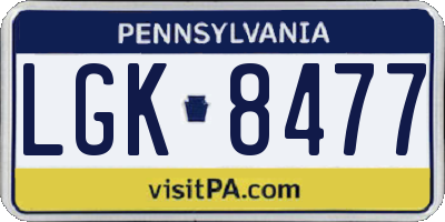 PA license plate LGK8477