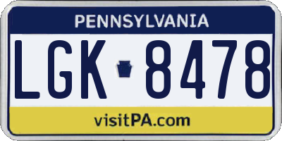 PA license plate LGK8478