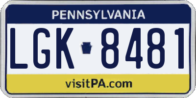 PA license plate LGK8481