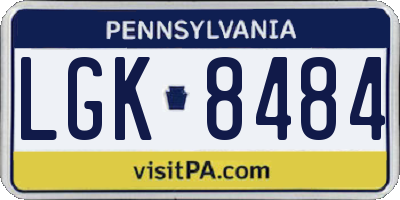 PA license plate LGK8484