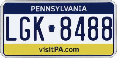 PA license plate LGK8488