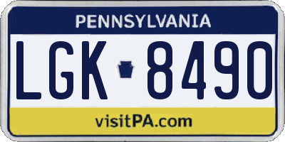 PA license plate LGK8490