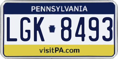 PA license plate LGK8493