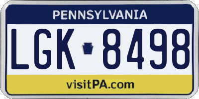 PA license plate LGK8498