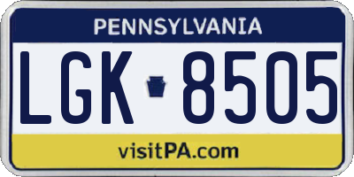 PA license plate LGK8505