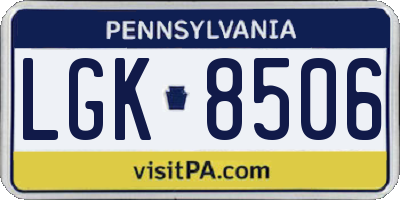 PA license plate LGK8506