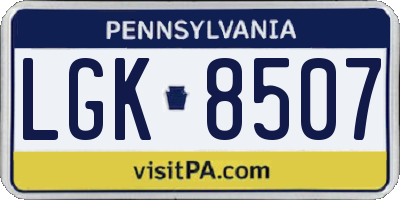 PA license plate LGK8507