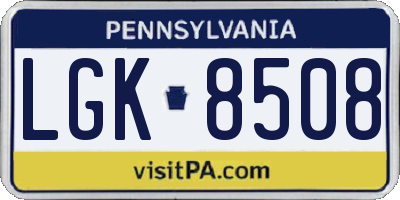 PA license plate LGK8508