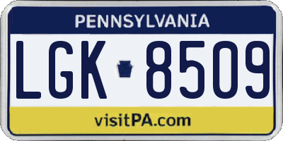 PA license plate LGK8509