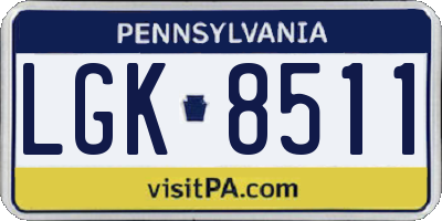 PA license plate LGK8511