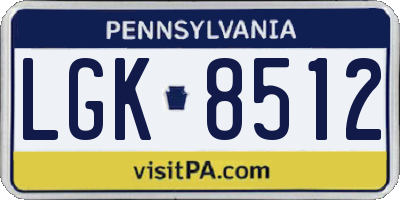 PA license plate LGK8512