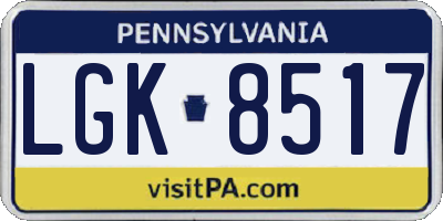 PA license plate LGK8517