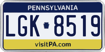 PA license plate LGK8519