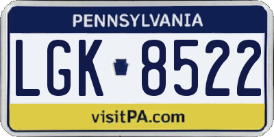 PA license plate LGK8522