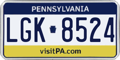 PA license plate LGK8524