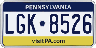 PA license plate LGK8526