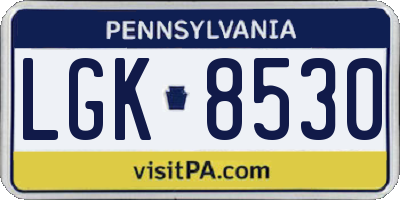 PA license plate LGK8530