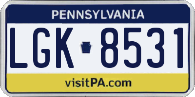 PA license plate LGK8531