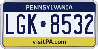 PA license plate LGK8532