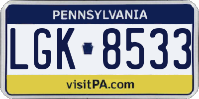 PA license plate LGK8533