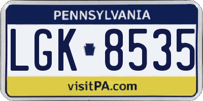 PA license plate LGK8535