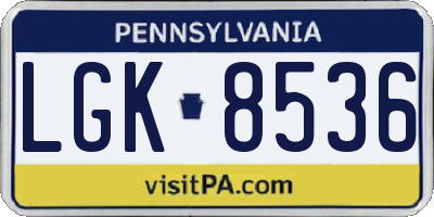 PA license plate LGK8536
