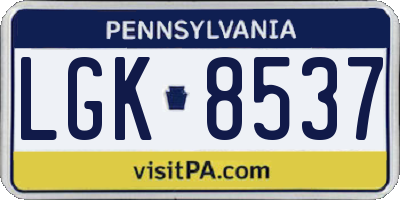 PA license plate LGK8537