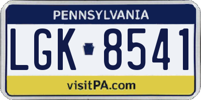 PA license plate LGK8541