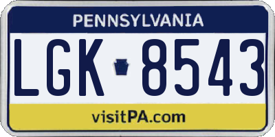 PA license plate LGK8543
