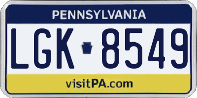 PA license plate LGK8549