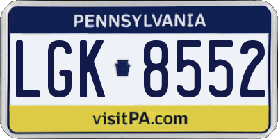 PA license plate LGK8552