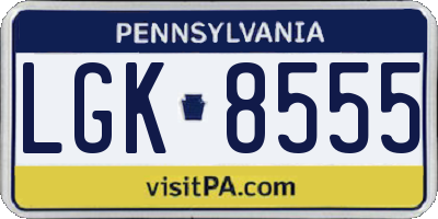 PA license plate LGK8555