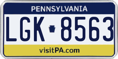 PA license plate LGK8563